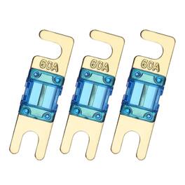 Unique Bargains - 3pcs 60A 125V Mini ANL Fuse Replacement, Electrical Protection Blade Fuse for Automotive Marine Audio Video System - Blue
