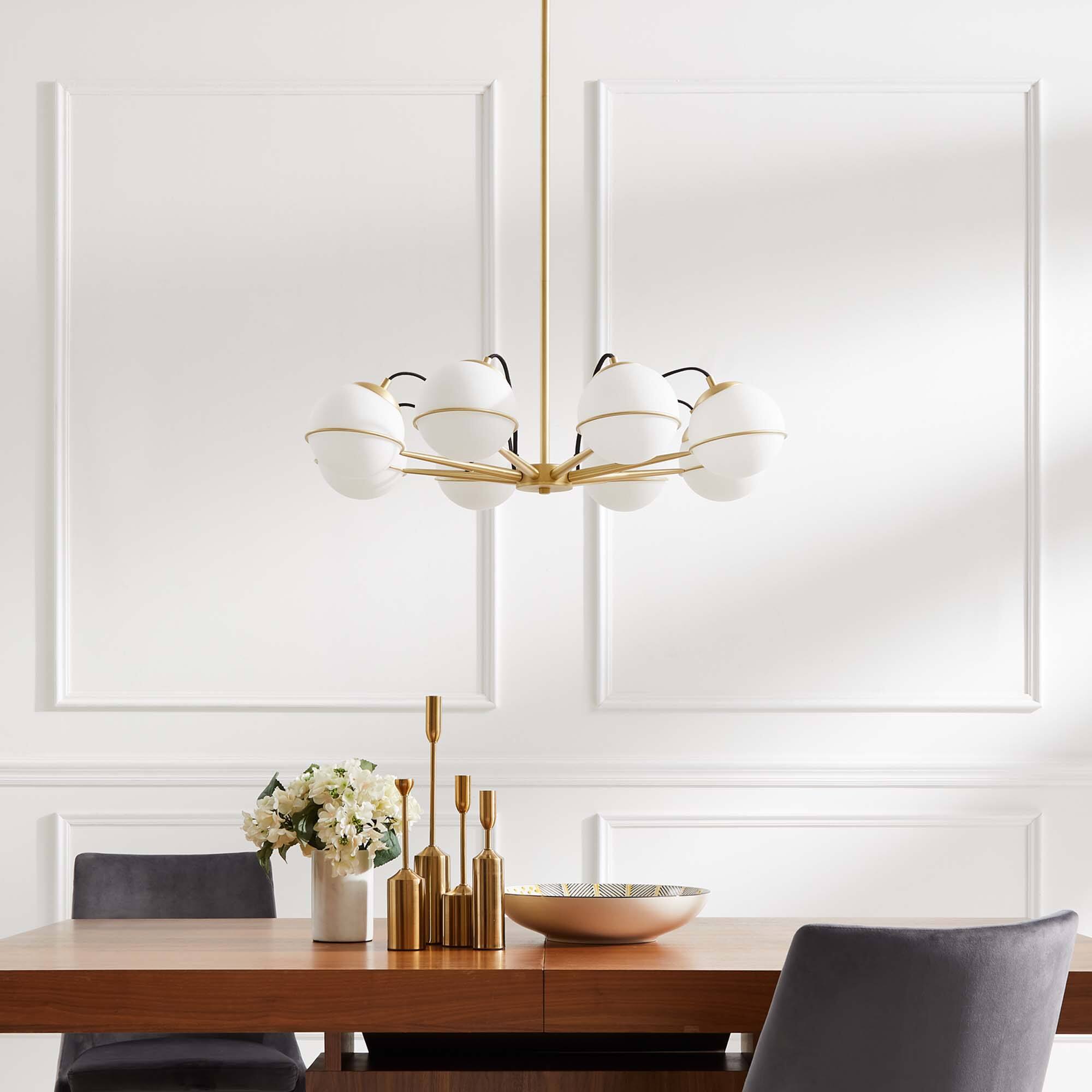 Back. Modway - Hanna 8-Light Chandelier by Modway - Opal Gold.