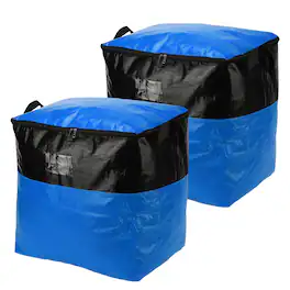 Unique Bargains - 2pcs Extra Large Moving Bags 20.5x16x21.3 Inch Foldable Heavy Duty Waterproof Storage Totes with Zipper Handle for Home - Blue
