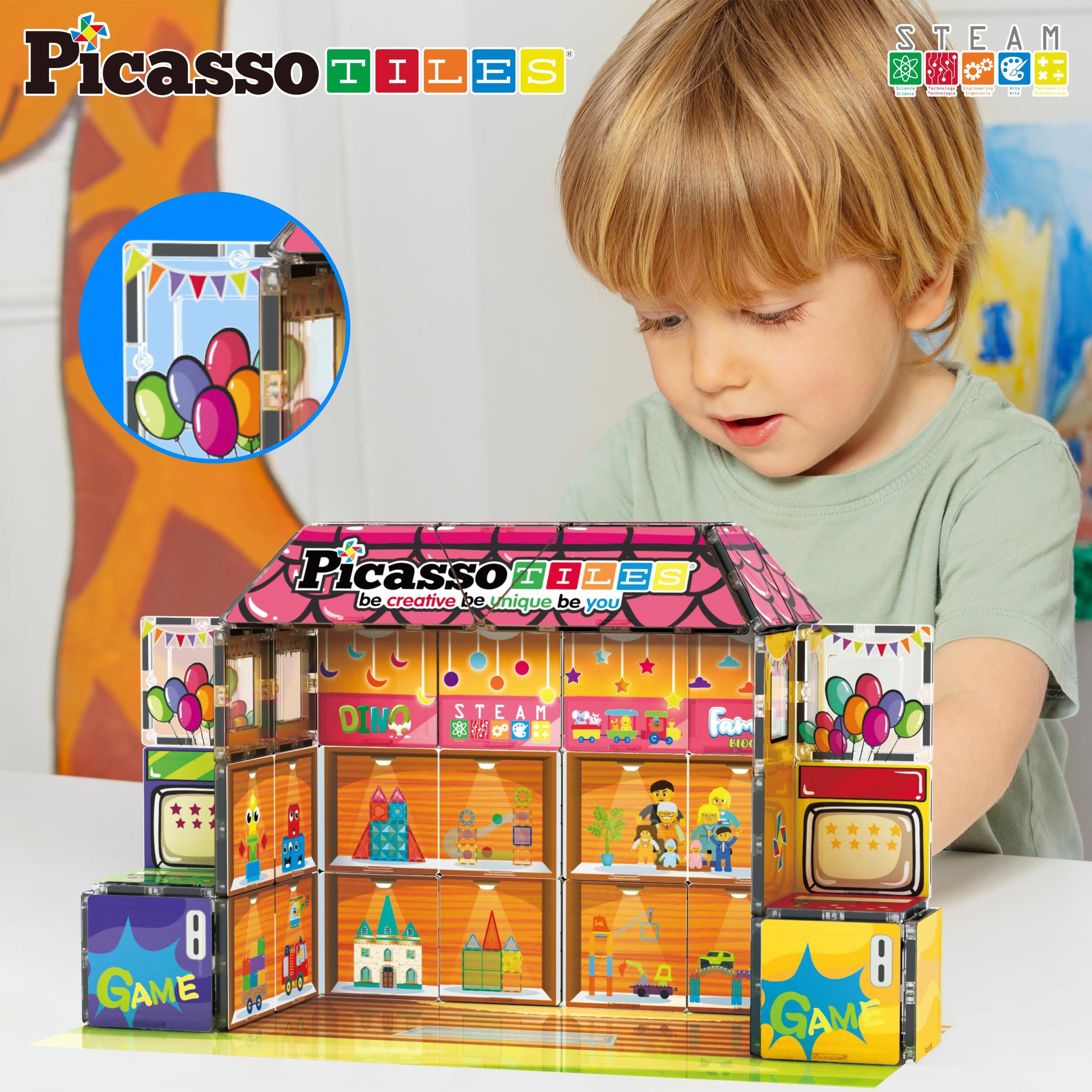 Picasso TILES  
be creative be unique be you  
STEAM  
DINO  
GAME 8  
GAME 8  
Fam  
HEK de - 8 GAME 08 . 8