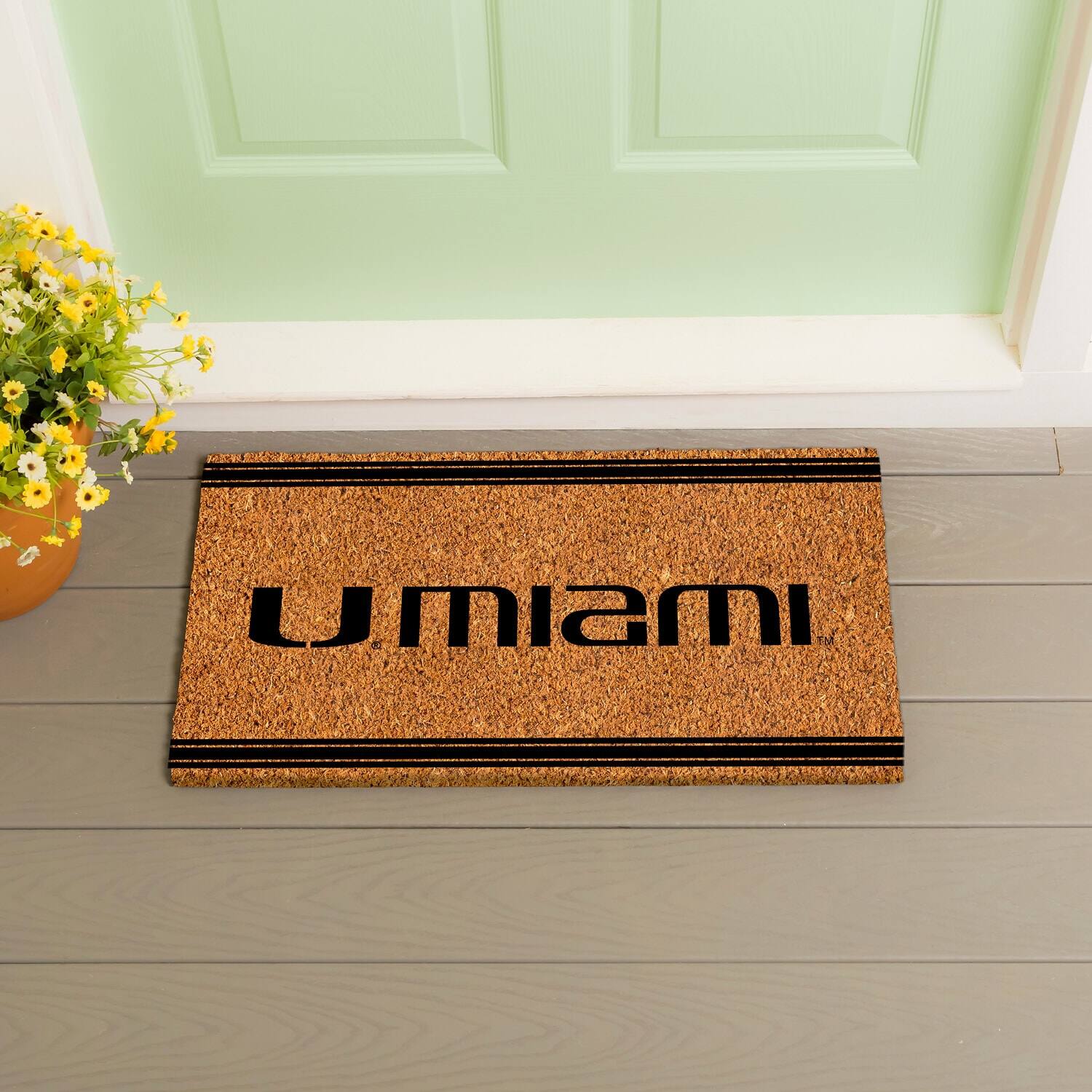 Alt View 2. Evergreen Enterprises - Miami Hurricanes 16" x 28" Logo Turf Mat - Multicolor.