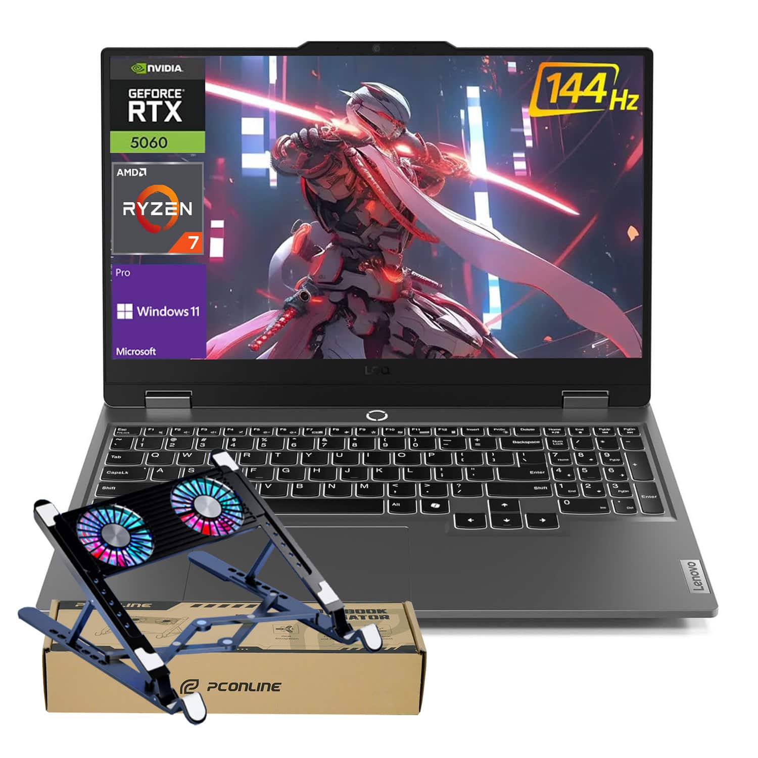Lenovo - LOQ 15.6" FHD 144Hz Gaming Laptop - AMD Ryzen 7 250 with 16GB RAM - 1TB SSD - NVIDIA GeForce RTX 5060 - PCO LT Cooler - Gray