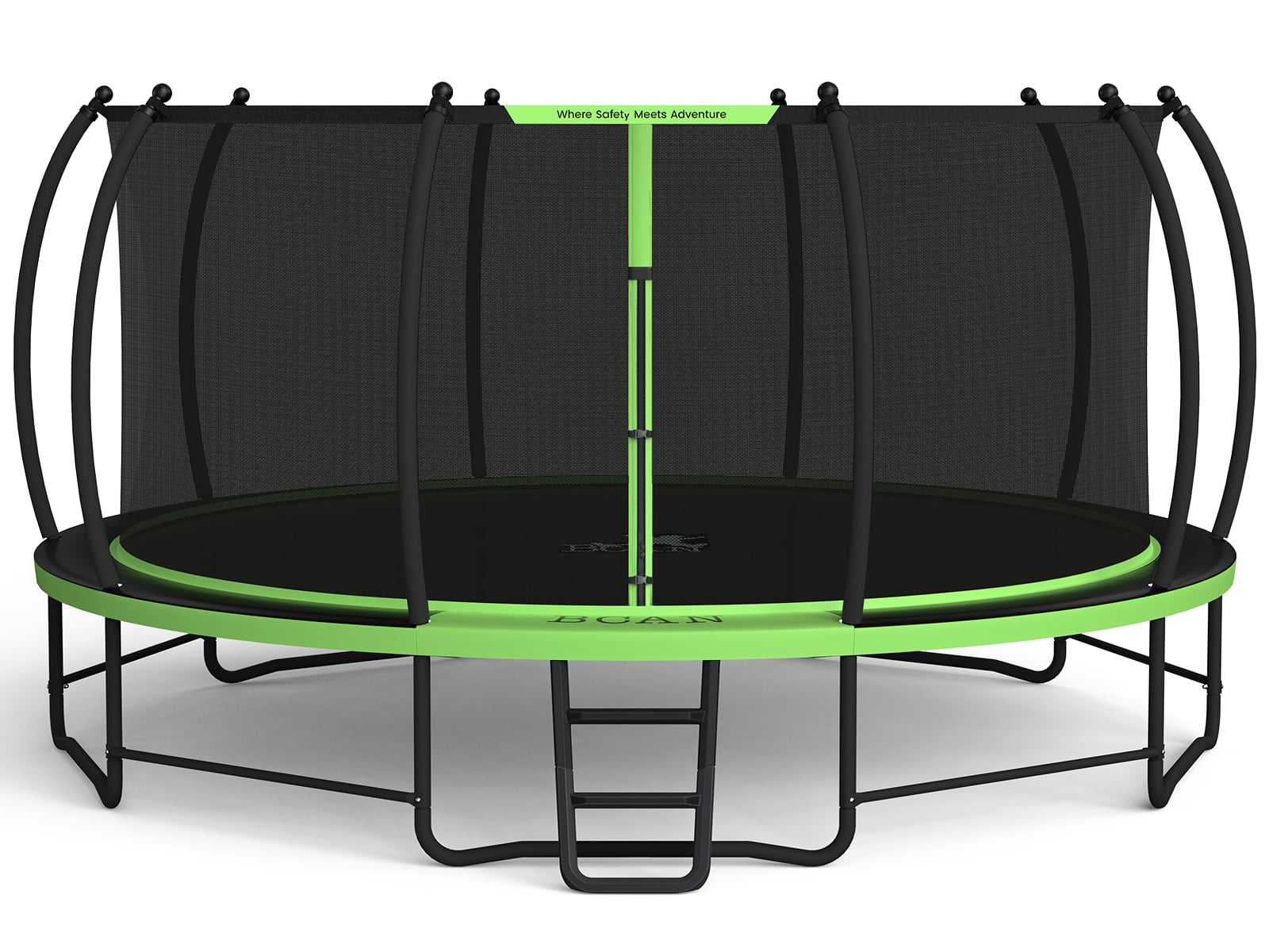 FED Fitness - 16FT Recreational Trampoline with Enclosure for Kids Adults, ASTM Approved, Outdoor Trampolines with Ladder for Kids - Green