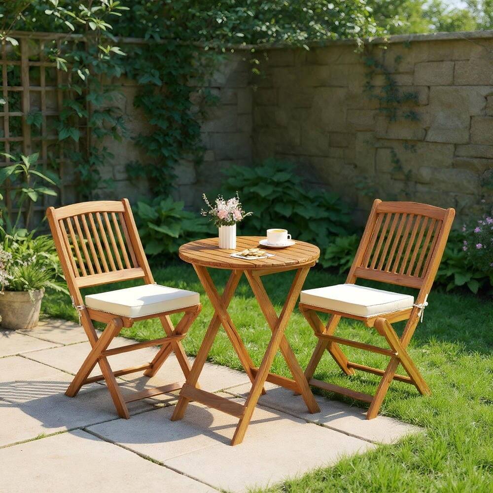 Front. Kadyn - Outdoor Dining Room Chairs, Patio Kitchen Chairs,Outdoor Folding Chairs with Seat Cushions Set of 2-Beige - Beige.