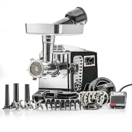 STX International - Turboforce II 4000 Electric Meat Grinder | Foot Pedal | 6 Grinding Plates - Black