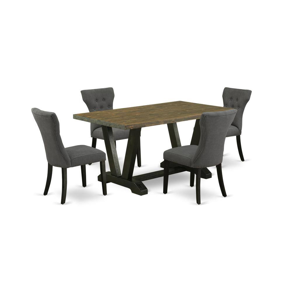 Left. East West Furniture - East West Furniture 5-Piece Kitchen Dinette Set Included 4 Dining room chairs Upholstered Seat and High Button Tufted - Multi-Color.