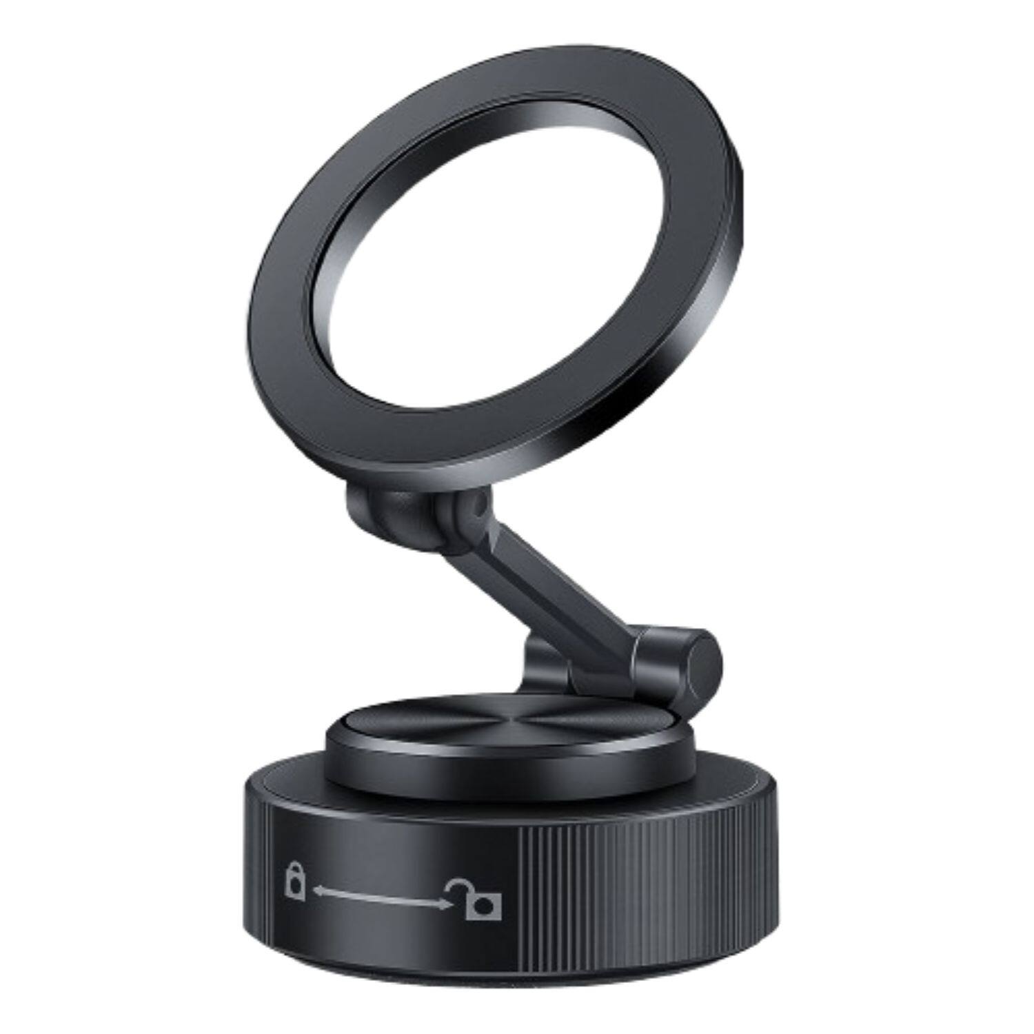 Front. Stock Preferred - 360° Vacuum Magnetic Car Phone Holder - Black.