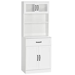 Homcom - Freestanding Kitchen Pantry, 4-Door Buffet Cabinet with Hutch, Coffee Bar with Adjustable Shelves, 63.5 Inches - White