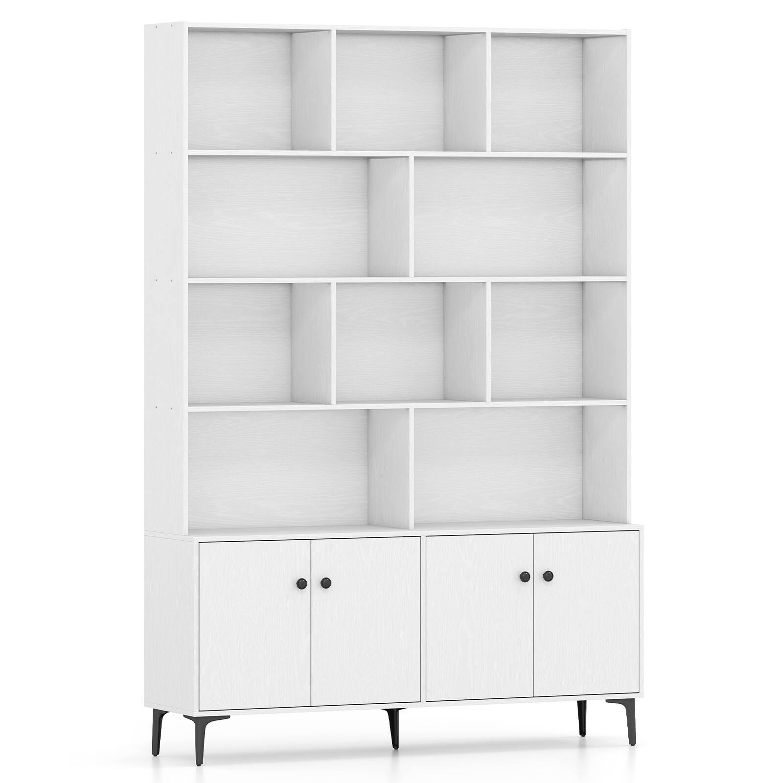 Alt View 8. Gymax - Gymax Bookshelf w/ Doors 5-Tier Floor Standing Bookcase w/ 2 Anti-Tipping Kits White - White.
