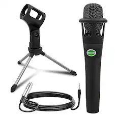 Front. 5 CORE - 5 Core Podcast Equipment Bundle w Cardioid Dynamic XLR Microphone Mini Desk Stand XLR to 1/8” Cable.