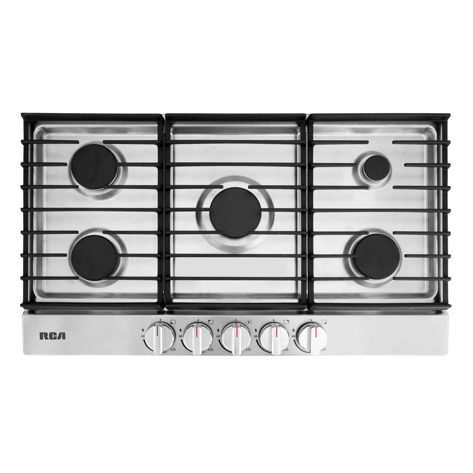 RCA - R-CTGL365SS 36 in. Legacy Collection Drop-In Gas Cooktop, 5 Burners, Cast Iron Grates, Metal Knobs - Stainless Steel