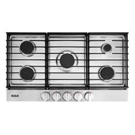 RCA - R-CTGL365SS 36 in. Legacy Collection Drop-In Gas Cooktop, 5 Burners, Cast Iron Grates, Metal Knobs - Stainless Steel