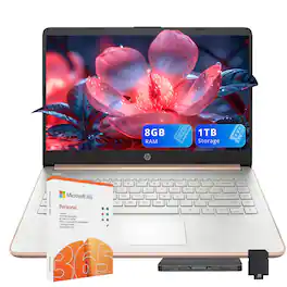 HP - Stream 14" HD Business Laptop,Intel Celeron N4120,8GB RAM,64GB eMMC+1TB Dock Set,1 Year Office 365 ,Win 11 - Gold