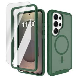 Dteck - Magnetic Matte Case for Samsung Galaxy S26 Ultra,Military-Grade Shockproof Cover with Tempered Glass,Translucent Cover - Green