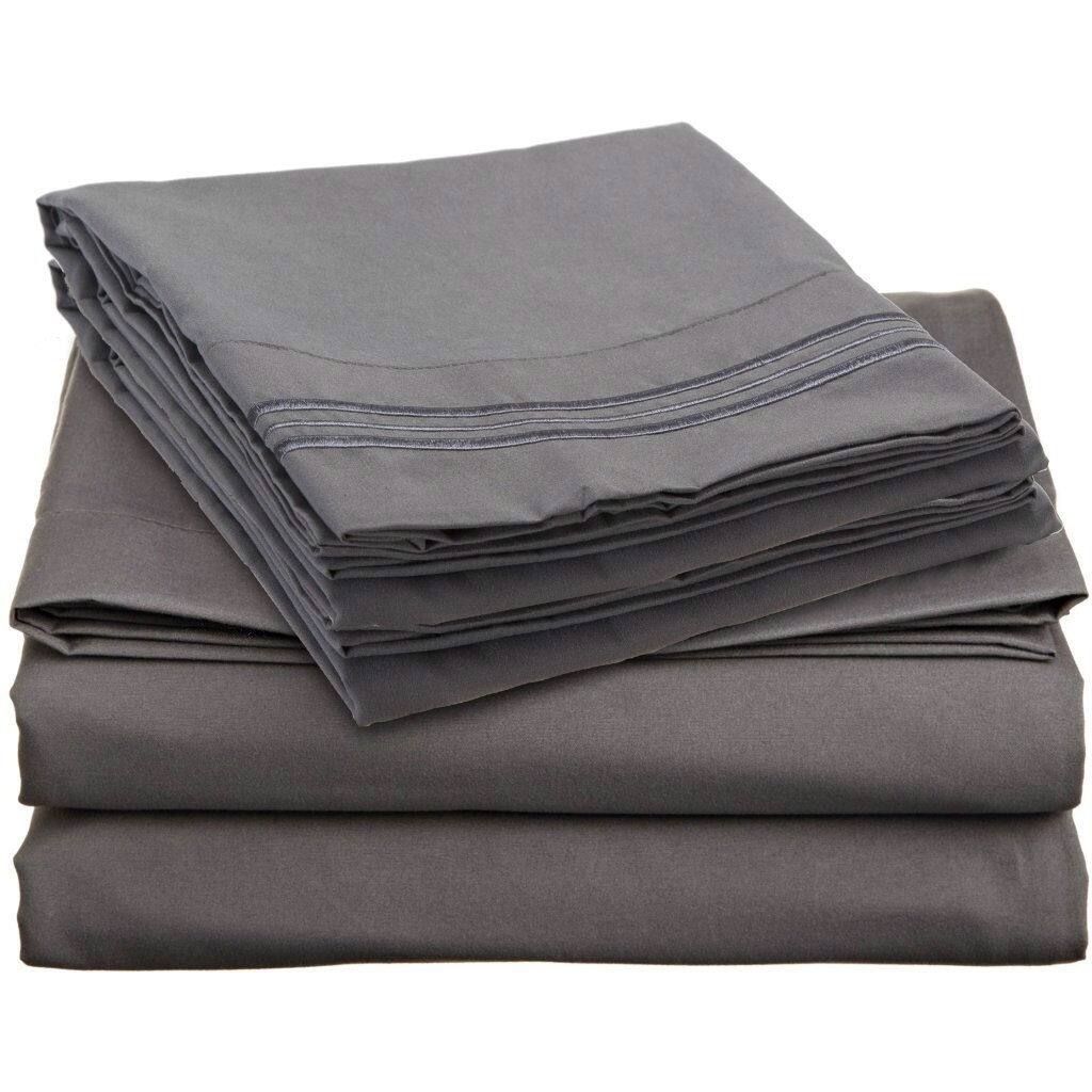 Hivvago - King size Microfiber Sheet Set - Charcoal Stone Gray
