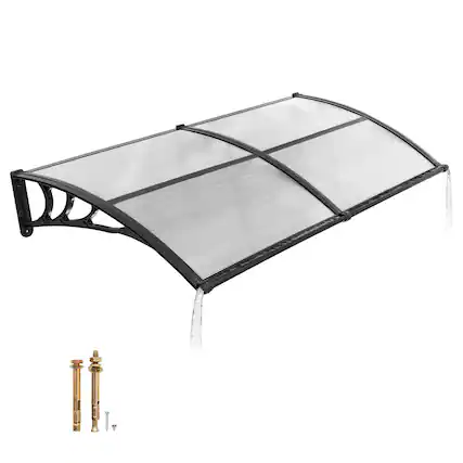 Front. VEVOR - Awnings for Door Entrance, 38 x 78 in, Exterior Front Door Window Awnings with Drainage & ABS Bracket - Clear.