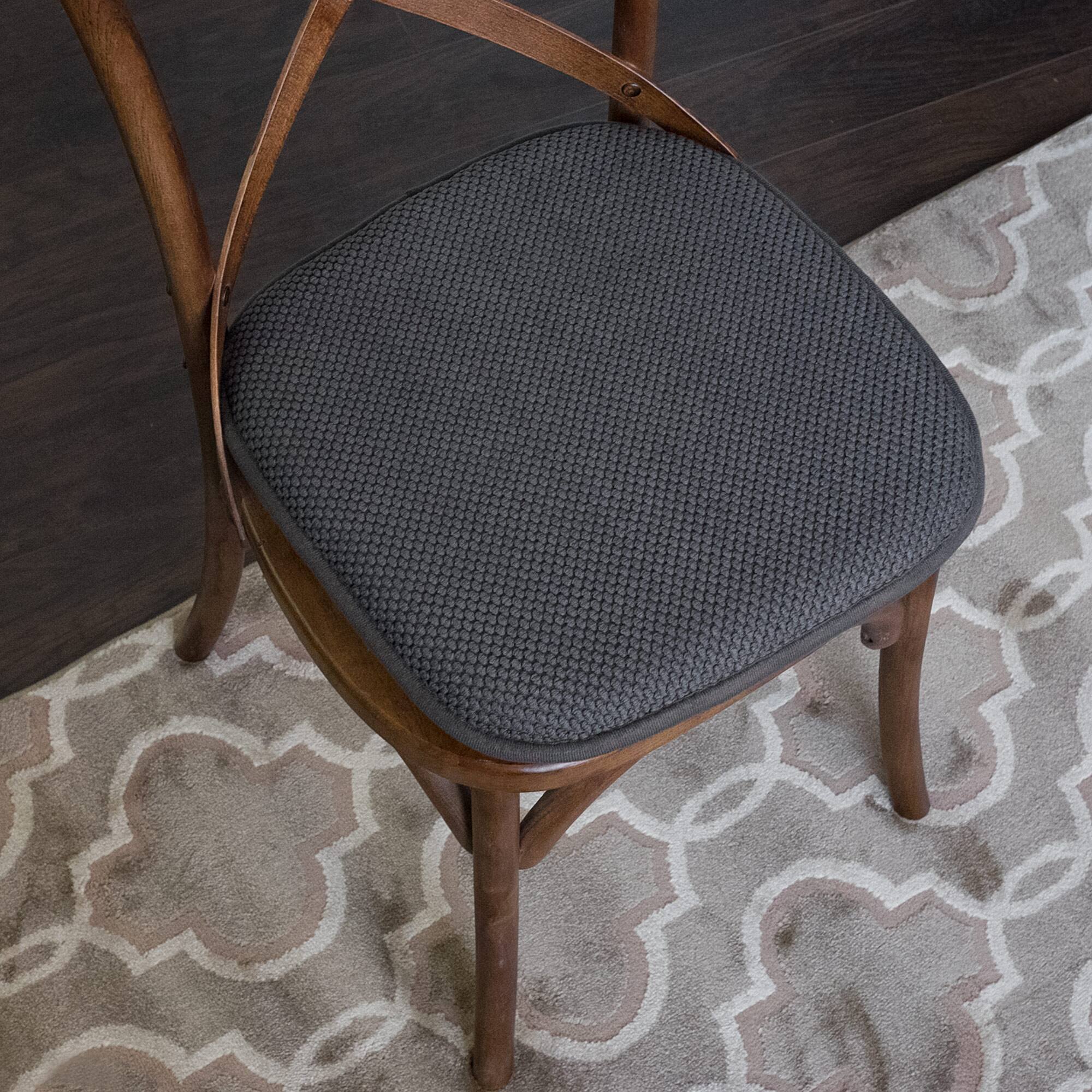 Left. Sweet Home Collection - Honeycomb Memory Foam No Slip Back 16" x 16" Chair Pad Cushion, 4-Pack - Gray.