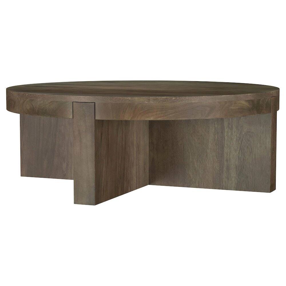 Alt View 2. Coaster Co. of America - Kinkaid Round Solid Mango Wood Coffee Table Brown - Brown.