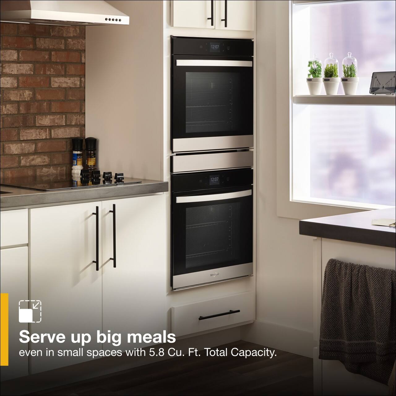 Serve up big meals even in small spaces with 5.8 Cu. Ft. Total Capacity.