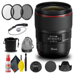 Canon - EF 35mm f/1.4L II USM Lens (9523B002) + Filter Kit + Cap Keeper Base Bundle (International Version) - Black