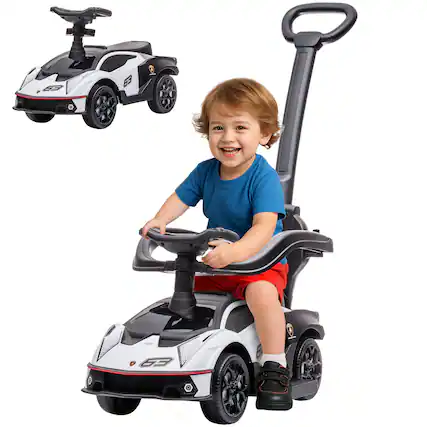 Front. Aosom - 2-in-1 Ride On Push Car, 1-3 Years, Licensed Lamborghini Stroller Sliding Car, Storage, Horn, Engine Sound, Manual.