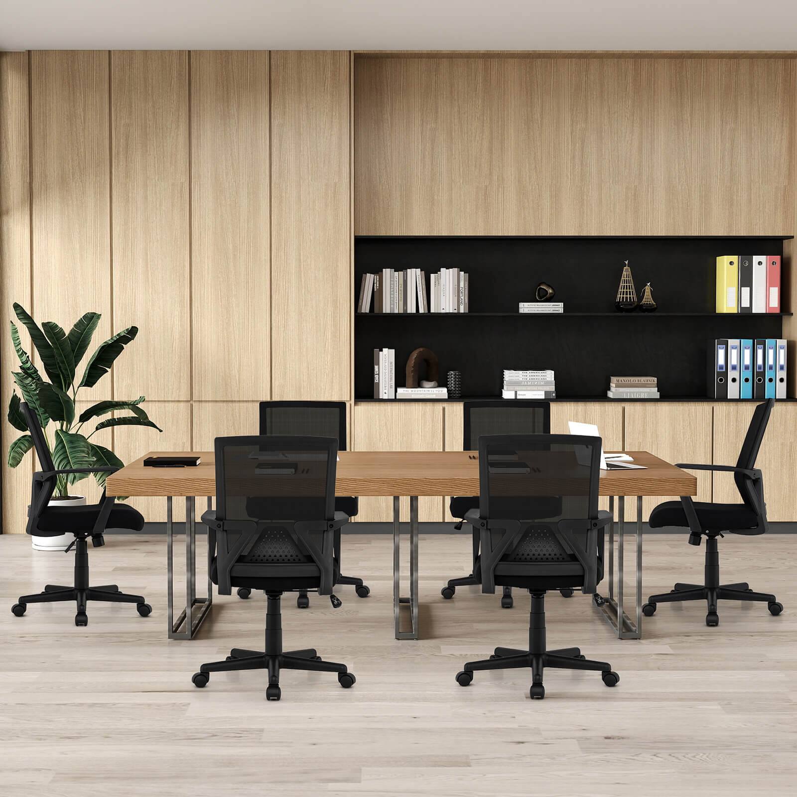 Alt View 3. Costway - Costway Mesh Office Chair Swivel  Rocking Chair Adjustable w/ Armrests & Lumbar Support - Black.