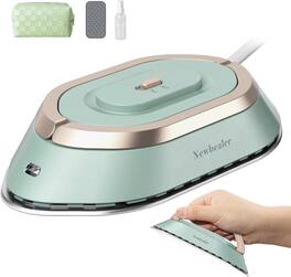 Newbealer - Dual Voltage Travel Iron,Mini Dry Iron for Clothes,302℉ Non-Stick Ceramic Soleplate, 0.8lbs Ultra-Lightweight - Mint Green