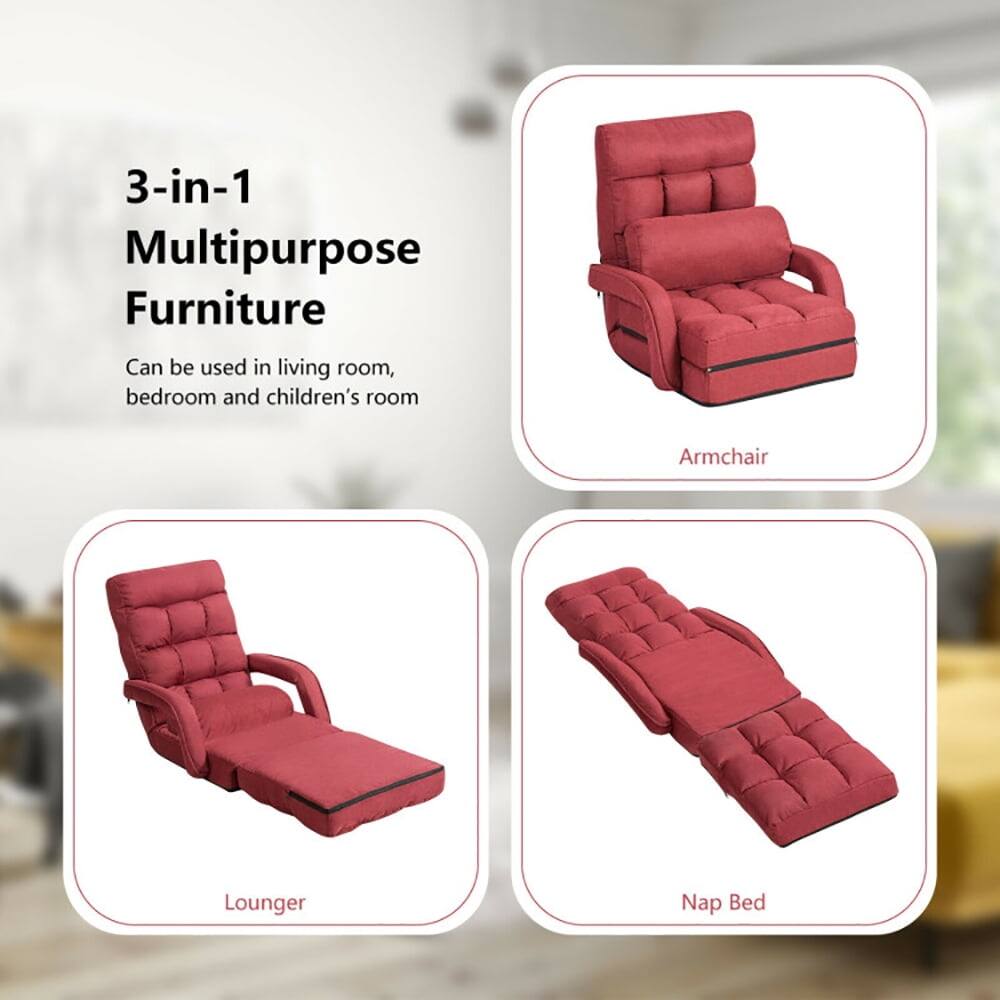 3-in-1 Multipurpose Furniture

Can be used in living room, bedroom and children's room

Armchair

Lounger

Nap Bed