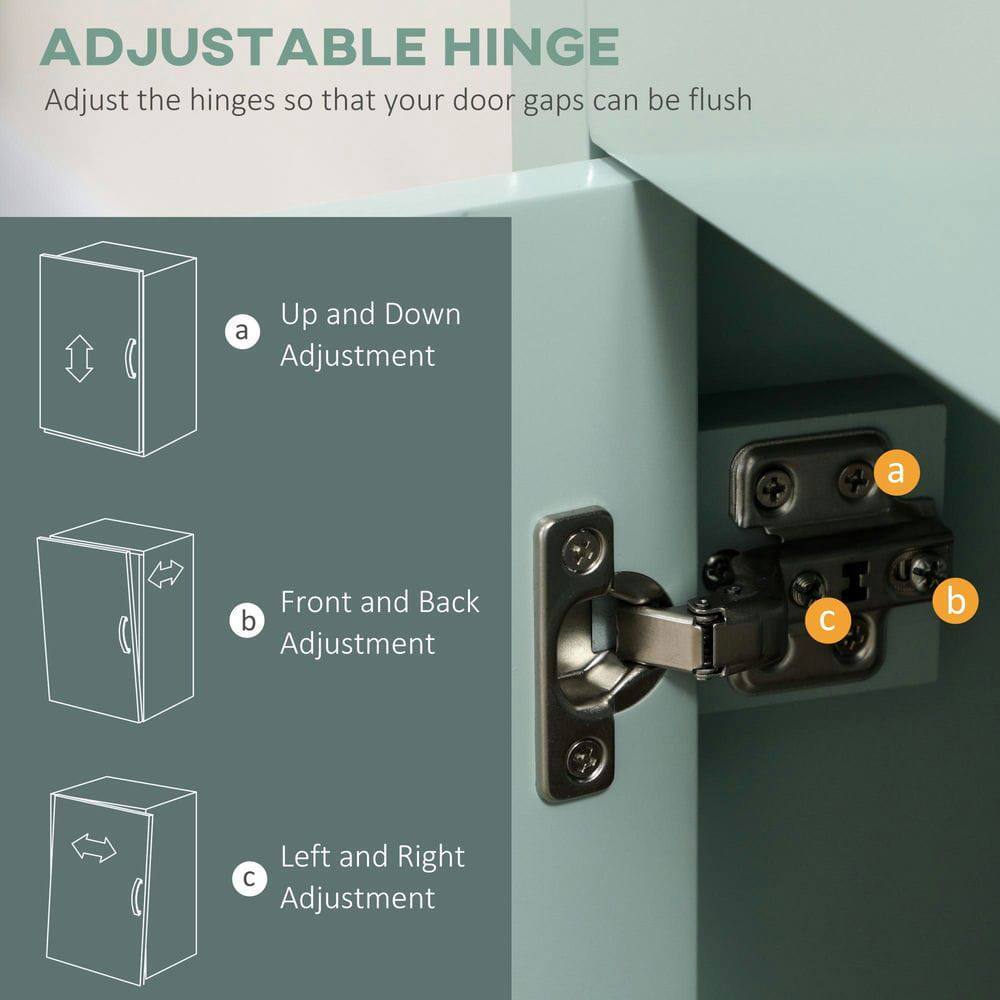 ADJUSTABLE HINGE

Adjust the hinges so that your door gaps can be flush

a. Up and Down Adjustment

b. Front and Back Adjustment

c. Left and Right Adjustment