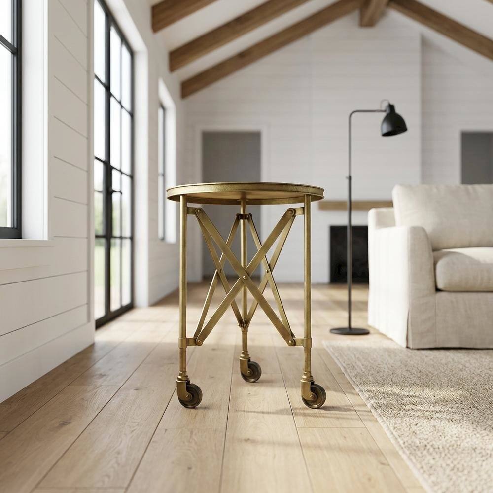 Alt View 4. Starlight Canyon Home - Round Industrial Side Table - Gold.