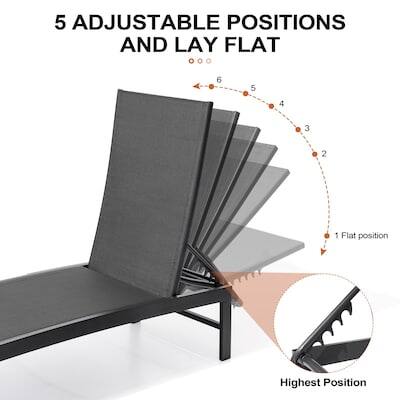 5 Adjustable Positions and Lay Flat

6 5 4 3 2 1

Flat Position

Highest Position