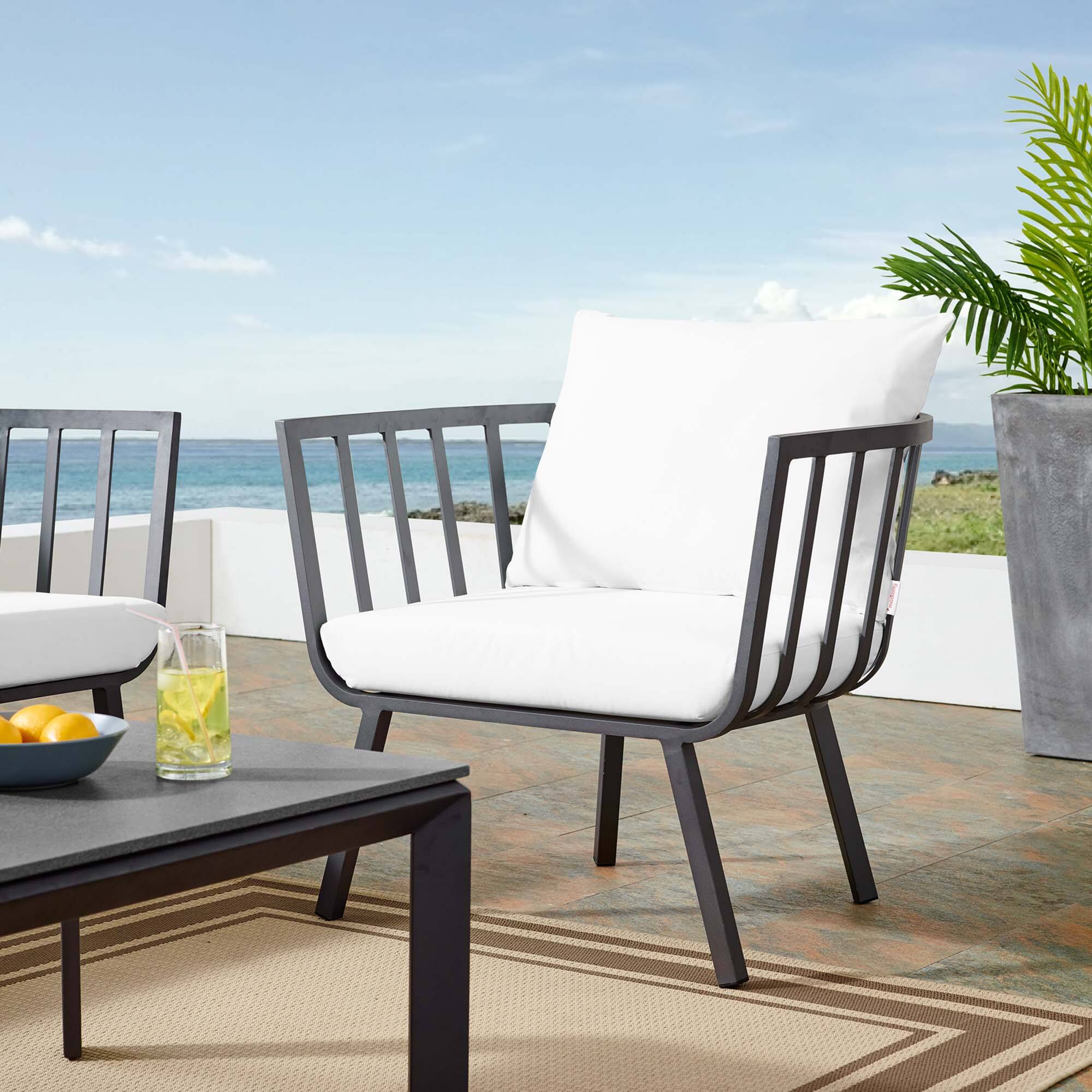 Left. Modway - Riverside Outdoor Patio Aluminum Armchair by Modway - Gray White.