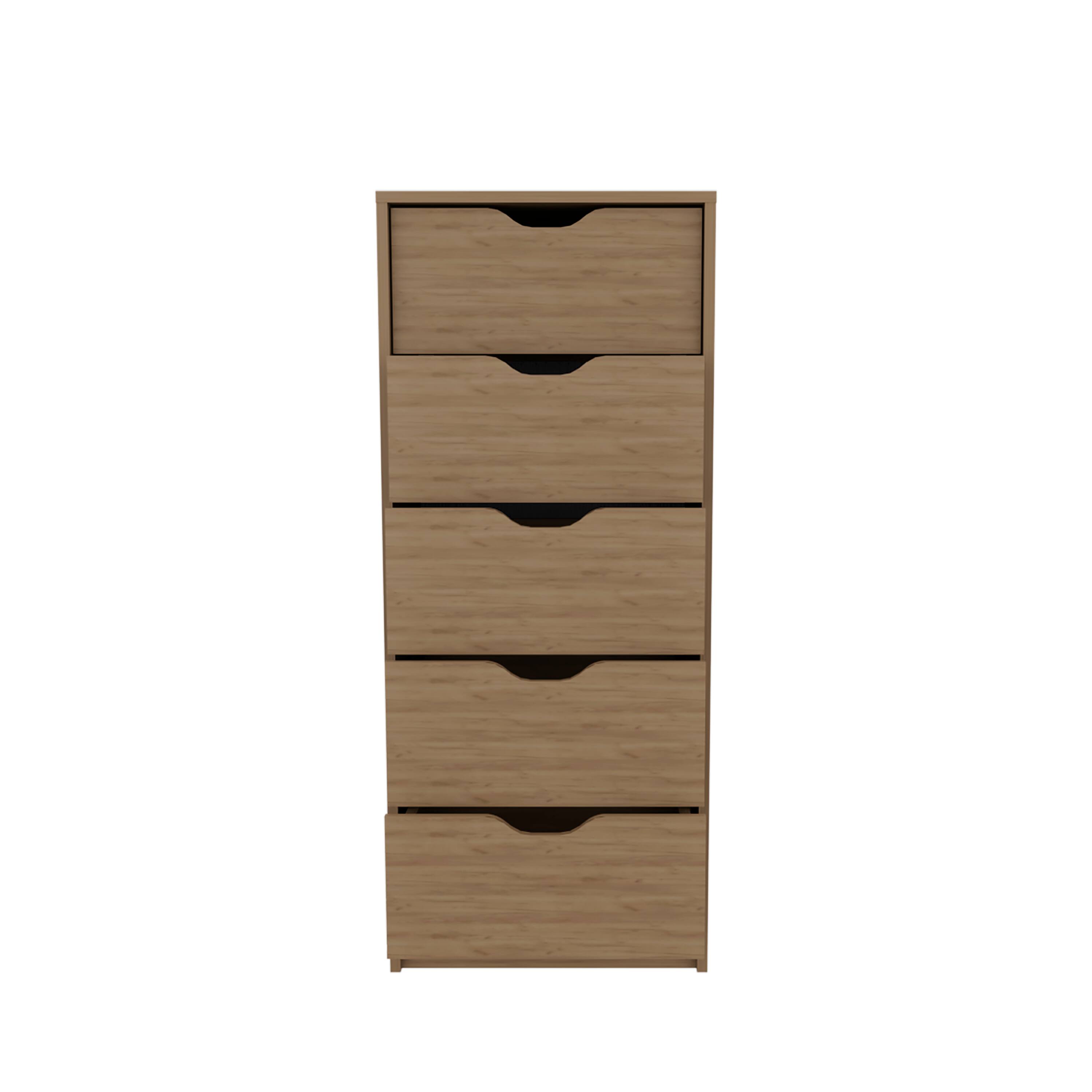 Alt View 3. TinyHomie - Dresser 42in H 5 Drawers Slim Storage Chest of Drawers Natural Oak - Beige.