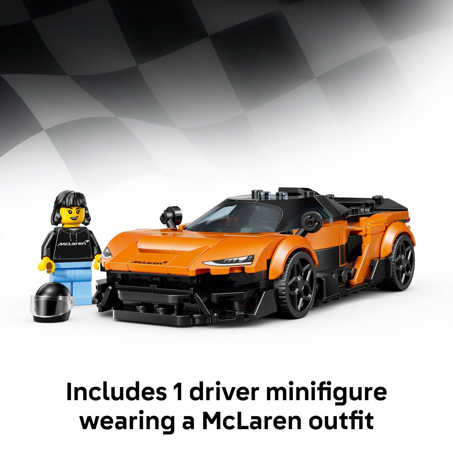 McLaren T42  
Includes 1 driver minifigure wearing a McLaren outfit