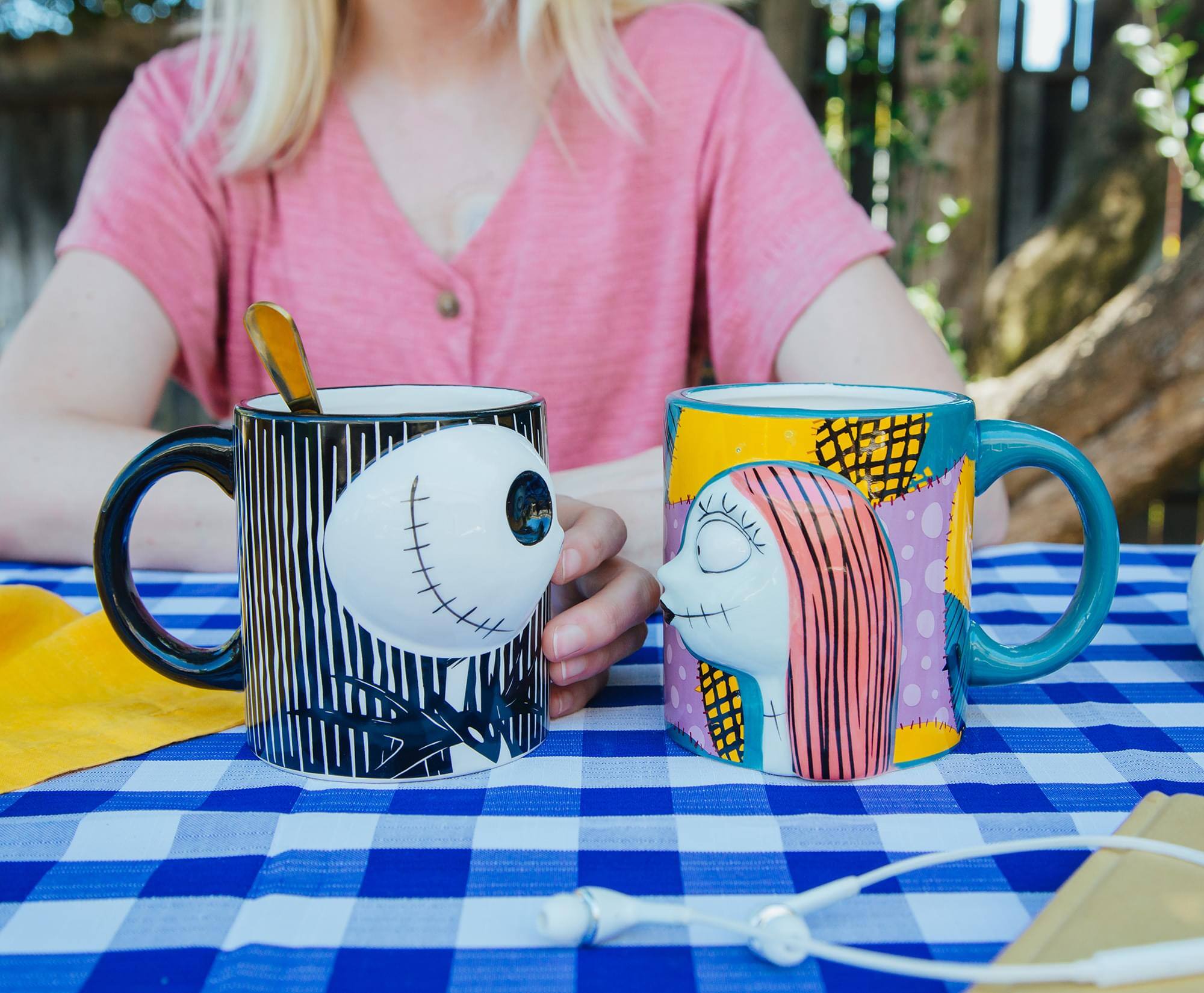 Alt View 2. Disney - Disney Nightmare Before Christmas Jack & Sally Sculpted Ceramic Mugs | Set of 2 - Yellow.