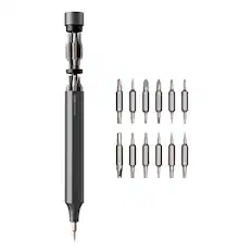 Front. HOTO - 24-in-1 Precision Screwdriver, Pen Shape Manual Screwdriver, 24 pcs S2 Steel Bits, for Electronics, Glasses - Gray.