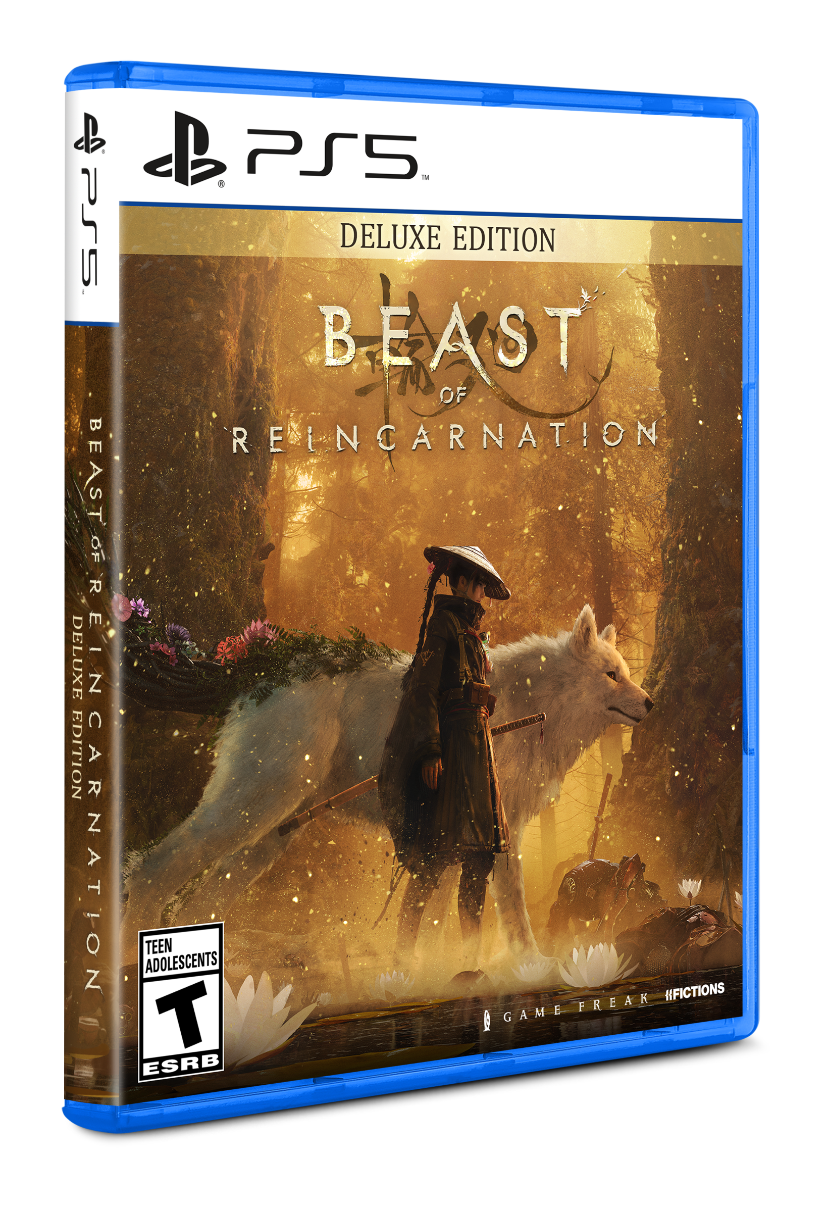 PS5 DELUXE EDITION  
BEAST OF REINCARNATION  
TEEN ADOLESCENTS  
ESRB  
GAME FREAK  
Fictions