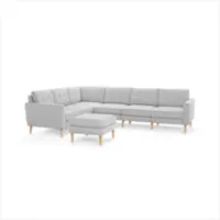 Burrow - Mid-Century Nomad 6-Seat Corner Sectional with Ottoman - Crushed Gravel - Front_Zoom