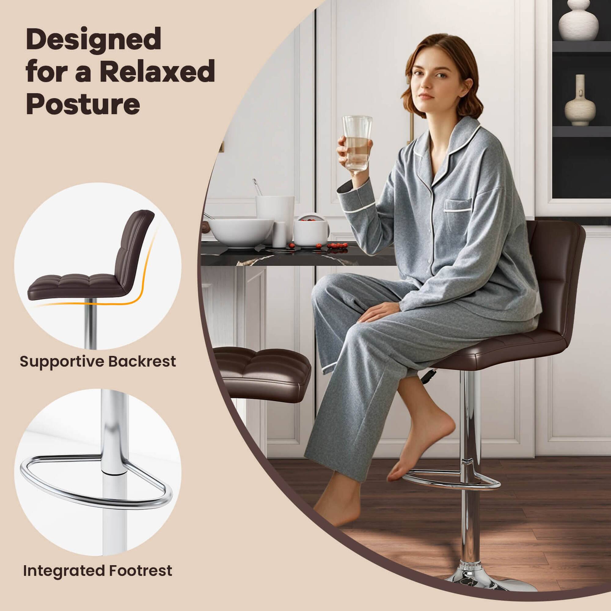 Designed for a Relaxed Posture: Supportive Backrest and Integrated Footrest.