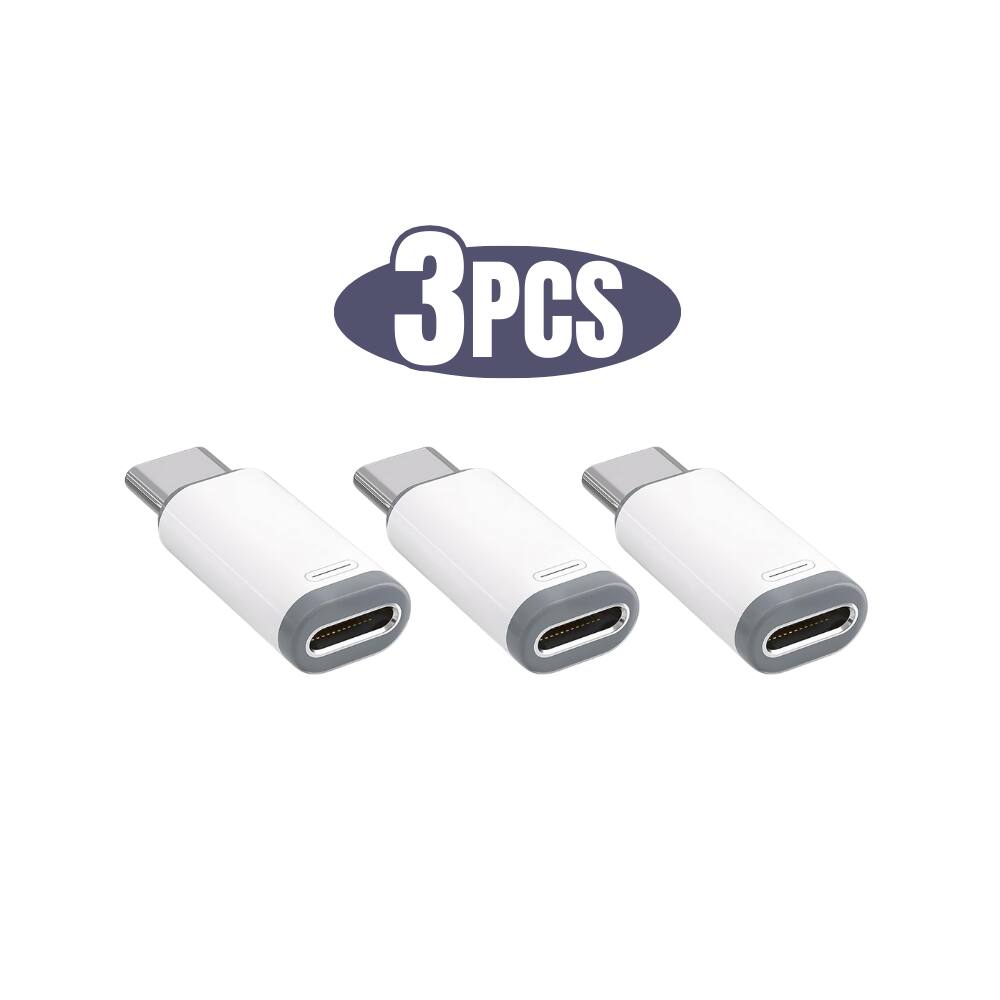 Alt View 4. Qixxronics - (3pcs) Lightning Female to USB C Male Adapter for Lightning Cable Connector for iPad iPhone Compatible with Samsung - White.
