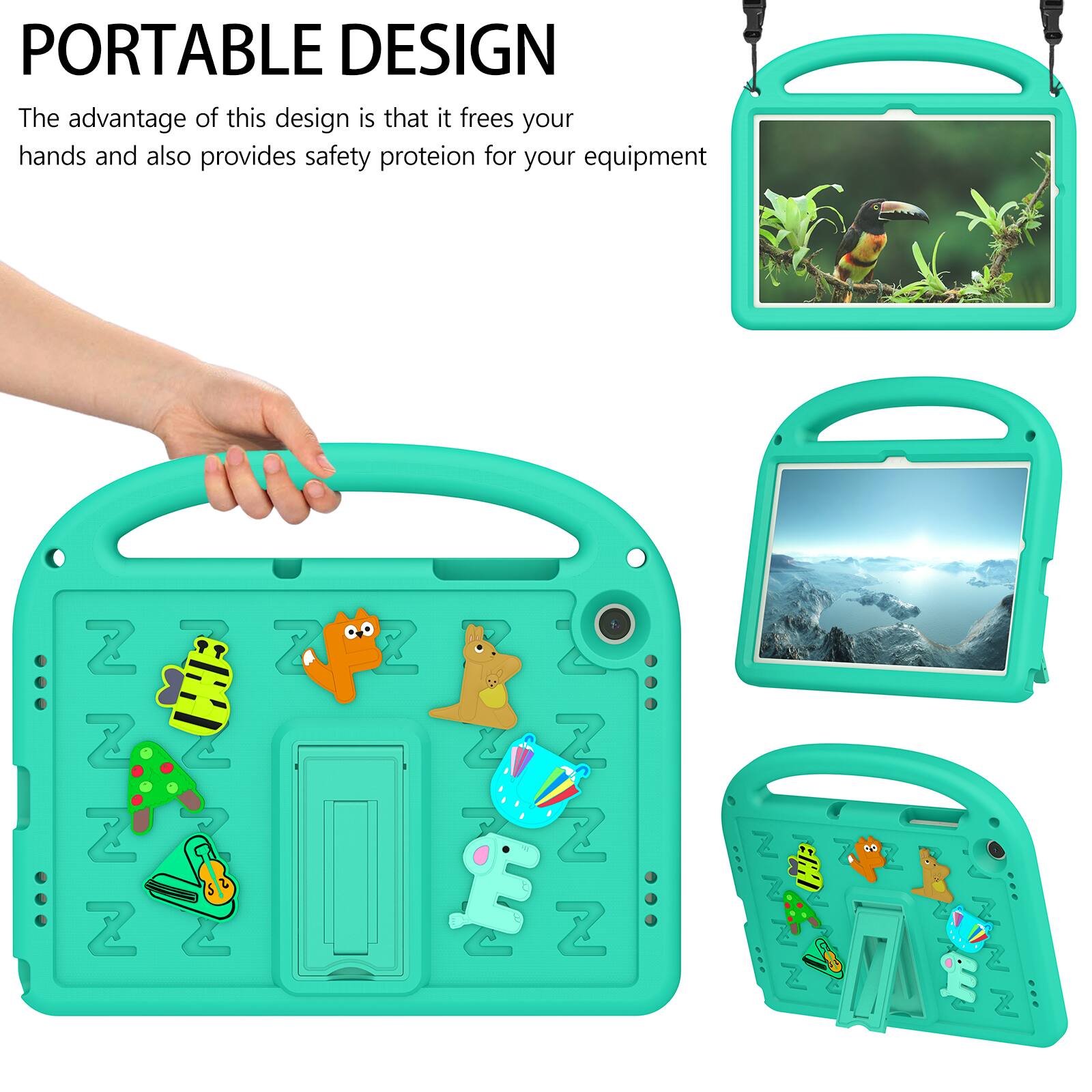 PORTABLE DESIGN  
The advantage of this design is that it frees your hands and also provides safety protection for your equipment