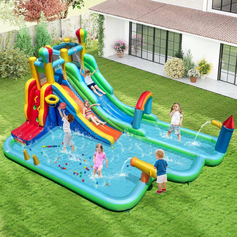 Alt View 5. Resenkos - Giant Inflatable Water Slide Park with 950W Blower - Quick Inflation Bounce House - Multicolor.