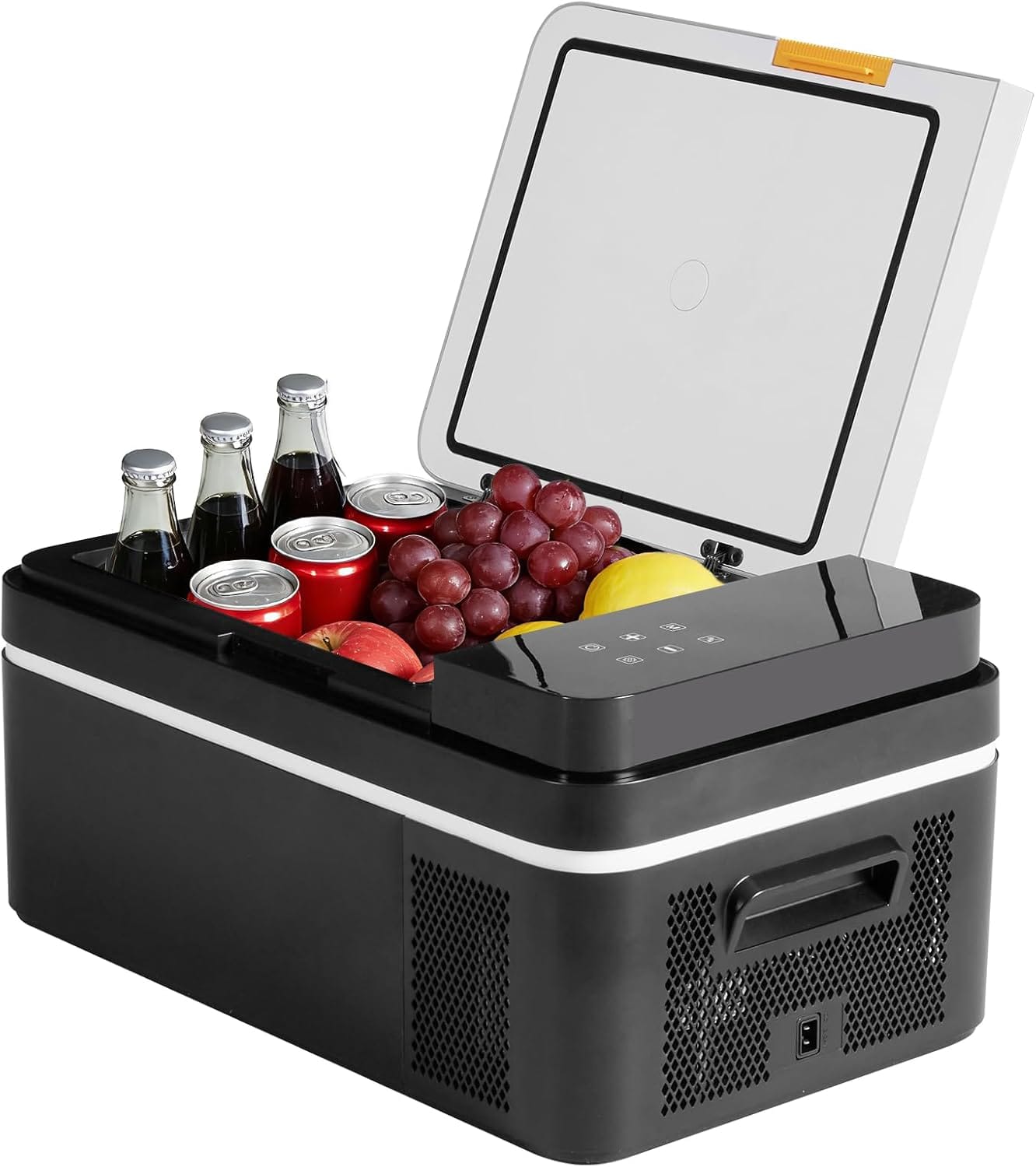 Sweet - 21QT Portable Car Refrigerator, Dual-Zone Electric Cooler, 12/24V DC & 110~240V AC for Truck/Van/RV/SUV/Travel/Camping - Black