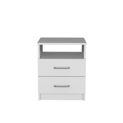 Front. Treevol Furniture - Nightstand Olienza, Bedroom, White - White.
