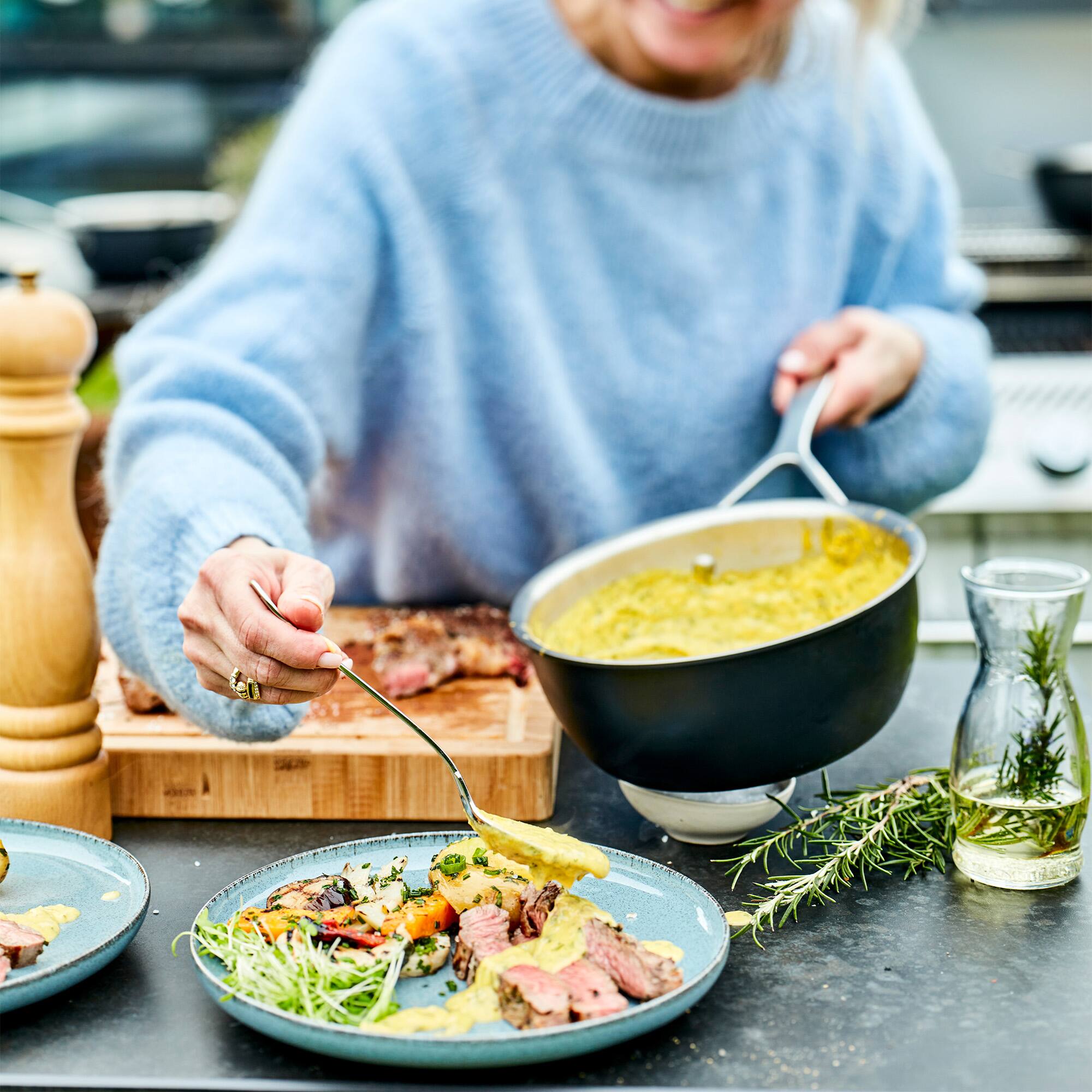 Alt View 4. Demeyere - Demeyere Black 5 Stainless Steel with Ceramic exterior coating 2-qt Saucepan with Lid - Black.