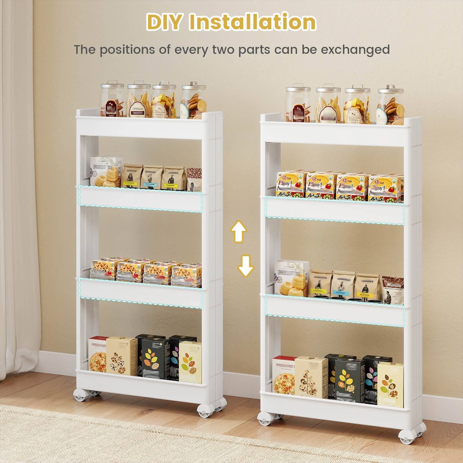 DIY Installation  
The positions of every two parts can be exchanged