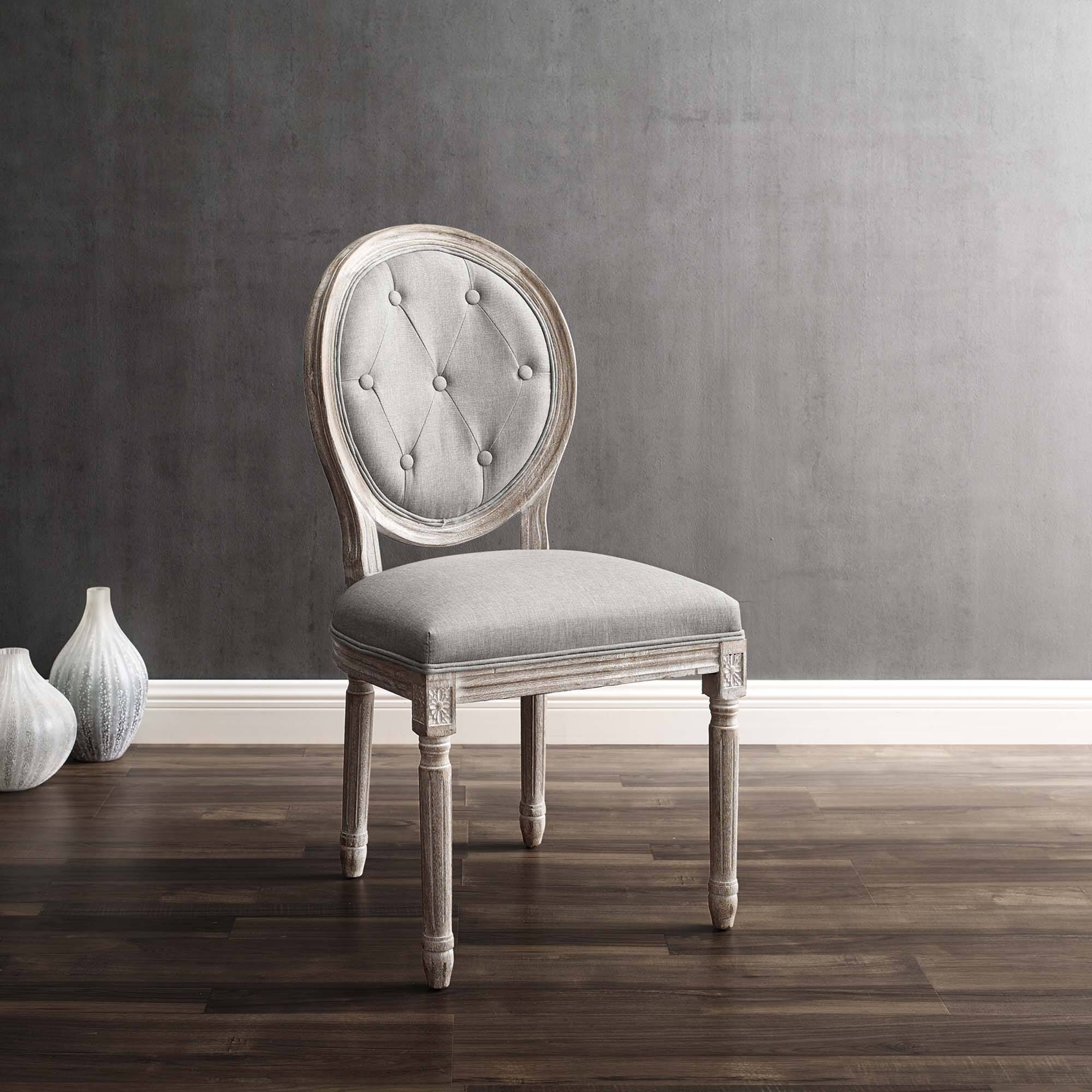 Left. Modway - Arise Vintage French Upholstered Fabric Dining Side Chair Set of 2 by Modway - Light Gray.