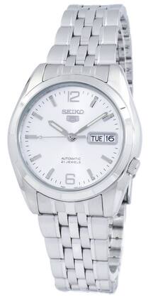 Seiko - 5 Automatic SNK385K1 Men's Watch Stainless Steel White Dial 30M - Silver, White