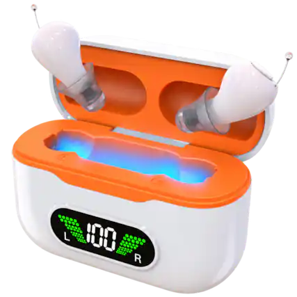 Front. Eara - Eara Elevate CIC Rechargeable OTC Hearing Aids for Adults and Seniors, Completely-in-Canal Design - Beige.