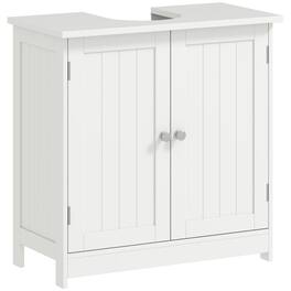 PULUZ - 24 inch Under Sink Storage Cabinet with 2 Doors and Shelves, Pedestal Sink Bathroom Vanity Furniture - White
